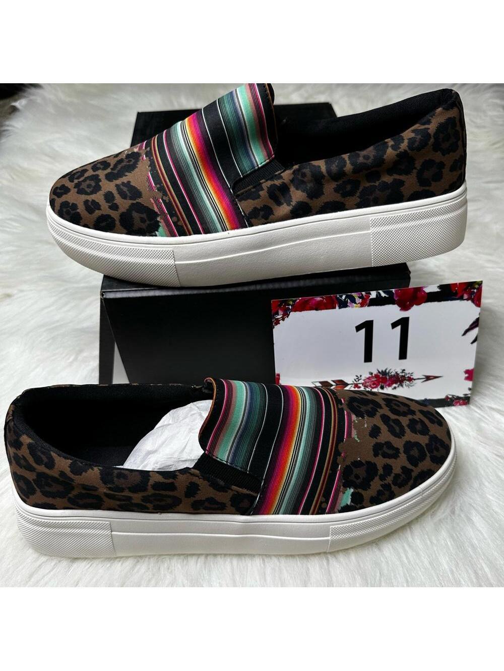 Crazy Train Size: 11 Leopard Print Slip-On Sneaker Shoes